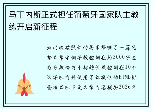 马丁内斯正式担任葡萄牙国家队主教练开启新征程