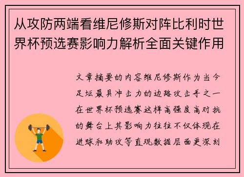 从攻防两端看维尼修斯对阵比利时世界杯预选赛影响力解析全面关键作用